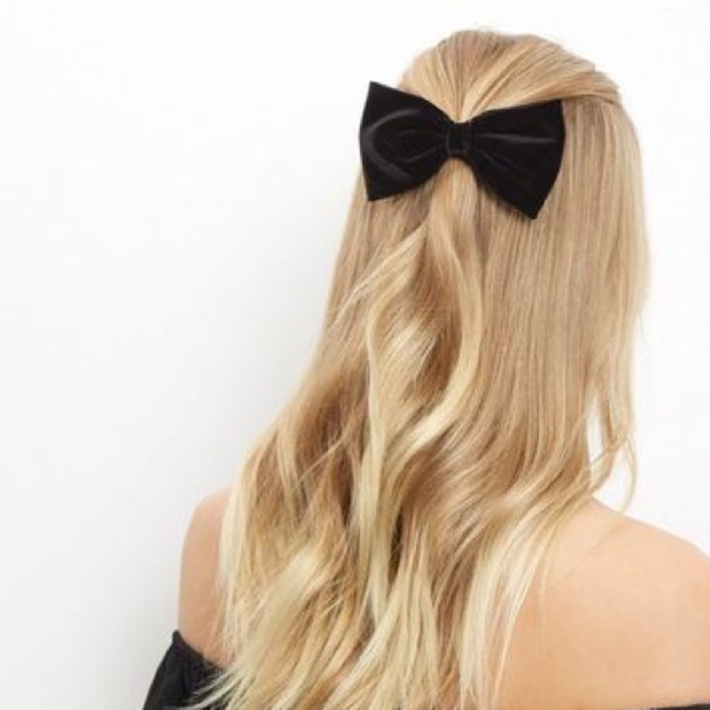 Big Black Velvet Hair Bow with Clip